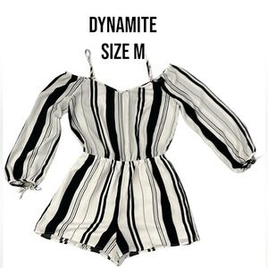 DYNAMITE OPEN OFG SHOULDER STRIPES ROMPER SIZE M